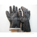 Black PVC Rough Chip Cotton Line Work Antislip Glove (DPV119)
